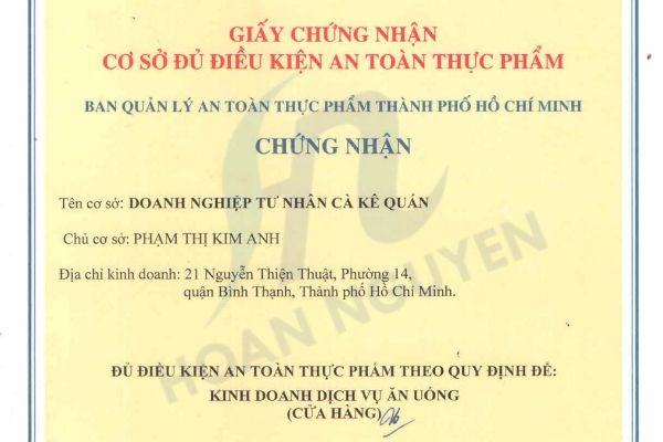 Dịch vụ làm giấy phép an toàn thực phẩm quán bún đậu mắm tôm Dịch vụ làm giấy phép an toàn thực phẩm quán bún đậu mắm tôm