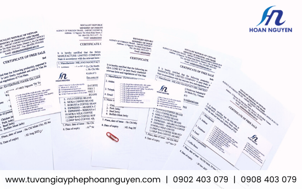 Giấy chứng nhận lưu hành tự do cho sản phẩm thực phẩm xuất khẩu