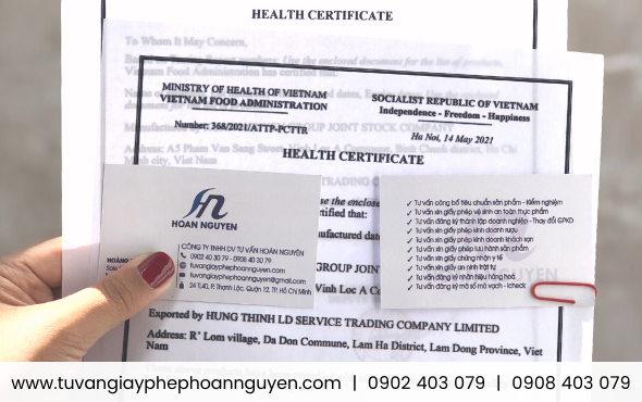 Giấy chứng nhận y tế xuất khẩu sản phẩm thực phẩm Giấy chứng nhận y tế xuất khẩu sản phẩm thực phẩm