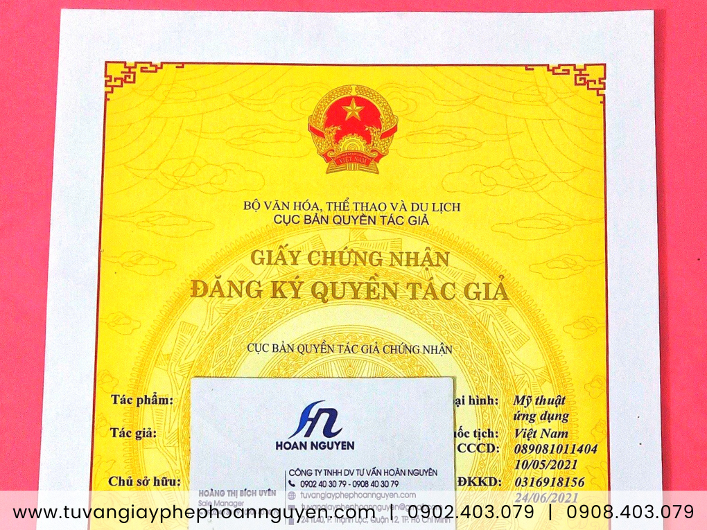 Giấy chứng nhận quyền tác giả nhãn hiệu - Hoàn Nguyên xin cấp nhanh