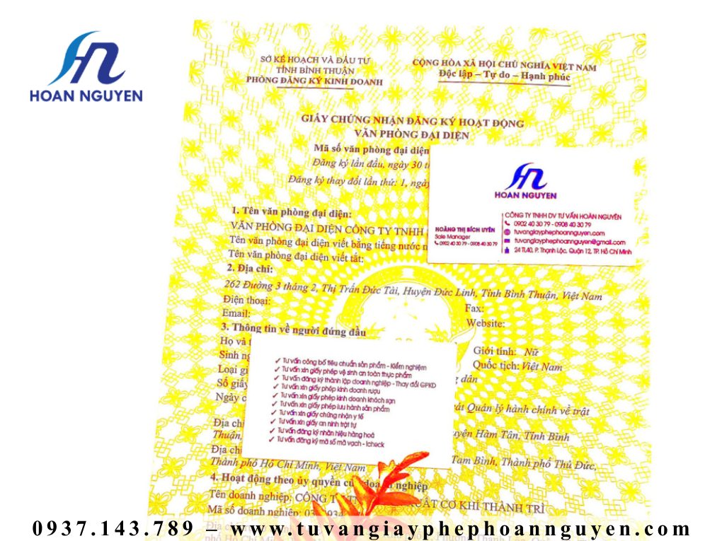 Dịch vụ thay đổi đăng ký hoạt động văn phòng đại diện