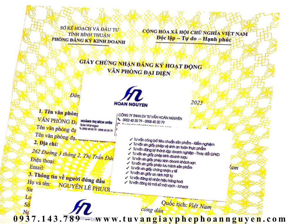 HOÀN NGUYÊN xin cấp chứng nhận đăng ký hoạt động VPĐD HOÀN NGUYÊN xin cấp chứng nhận đăng ký hoạt động VPĐD